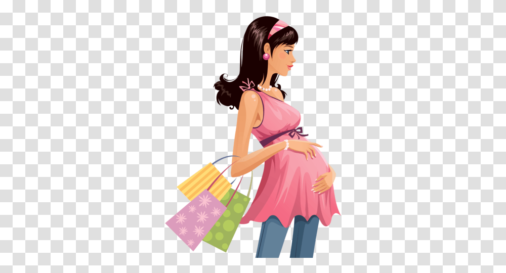 Pin Pregnant Mom Shopping Cartoon, Person, Human, Dress, Clothing Transparent Png