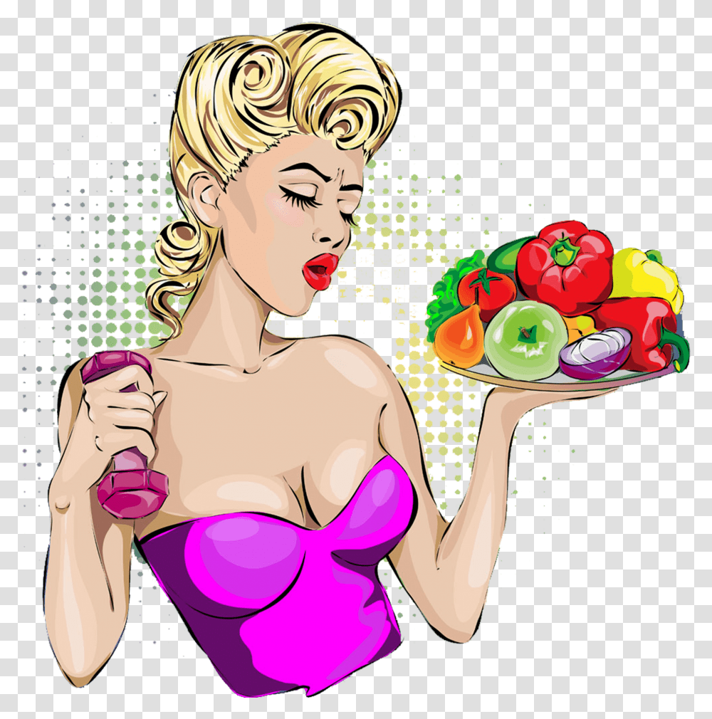 Pin Up Girl Fitness Clipart Download Immagini Pin Up Fitness, Person, Food, Plant, Female Transparent Png