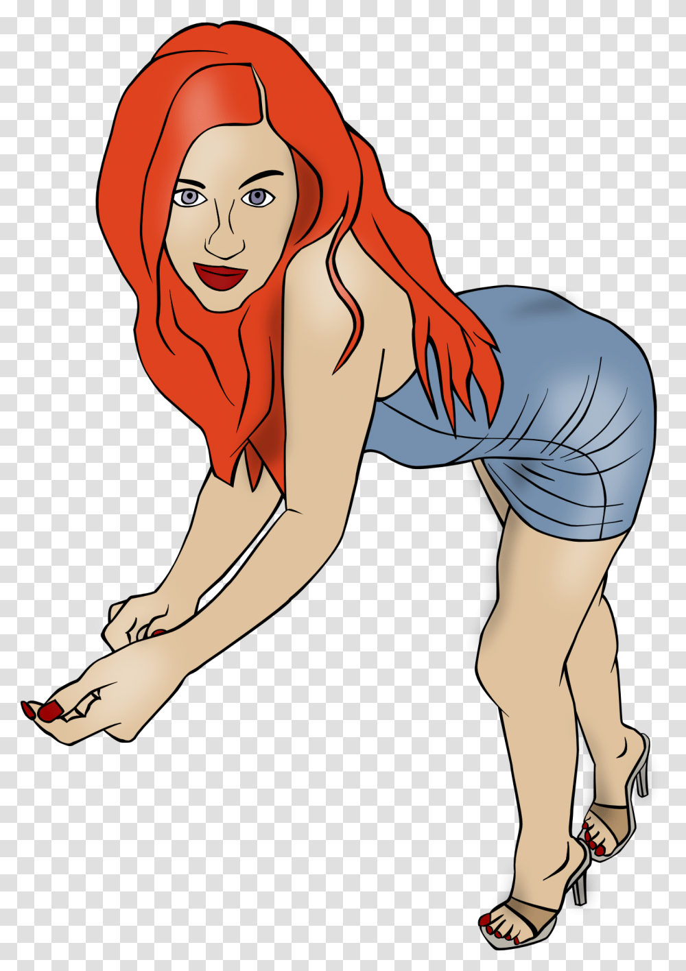 Pin Up Girl In Blue Dress Free Image, Person, Sport, Female, Fitness Transparent Png