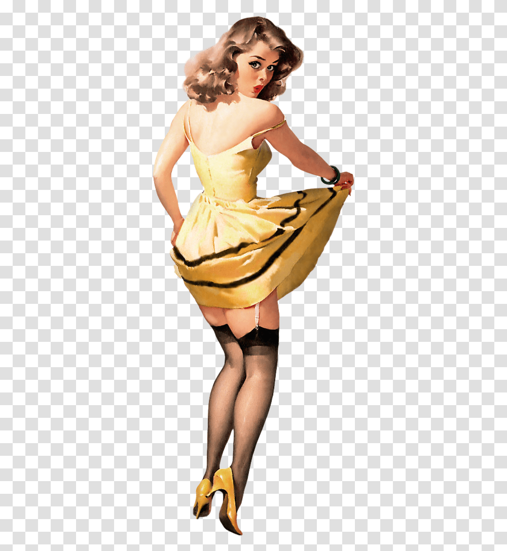 Pin Up Girl In Yellow Dress Pin Up Girl, Costume, Person, Leisure Activities Transparent Png