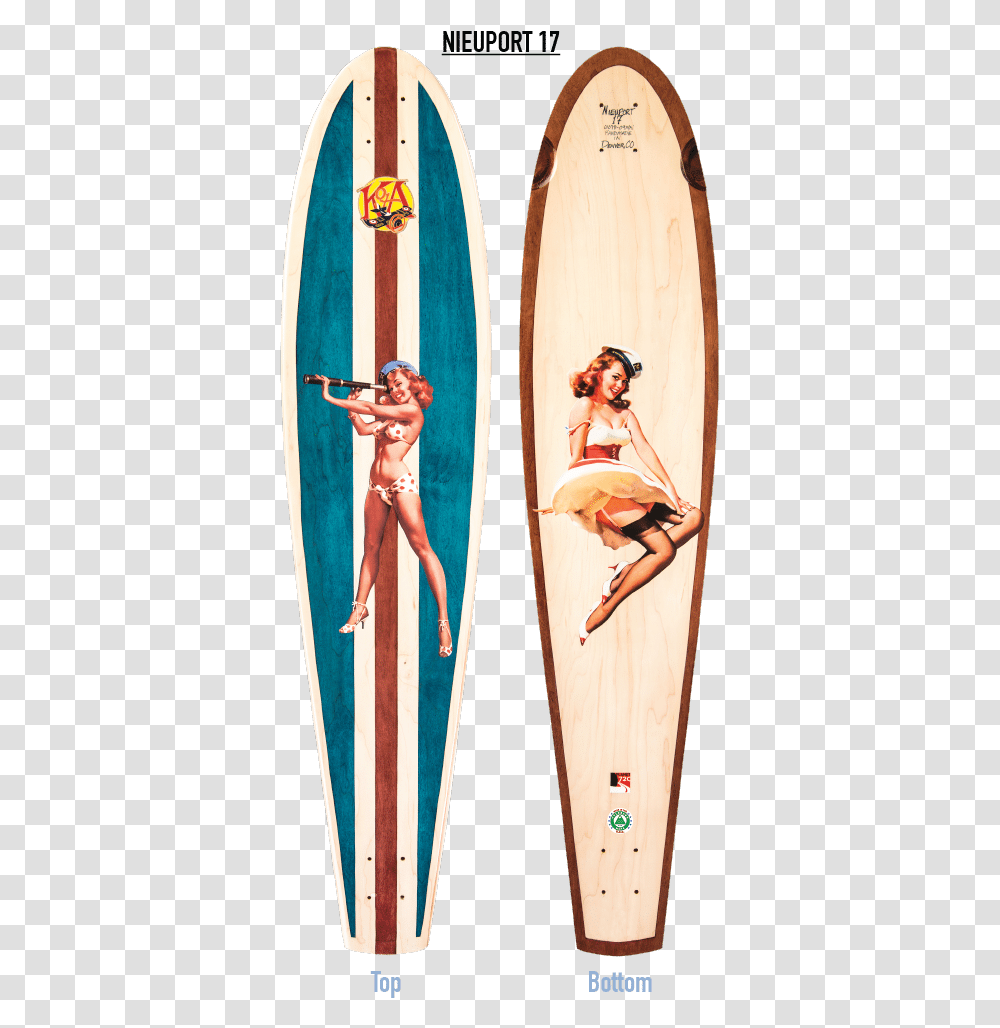 Pin Up Girl Longboard Surfboard, Person, Human, Sea, Outdoors Transparent Png