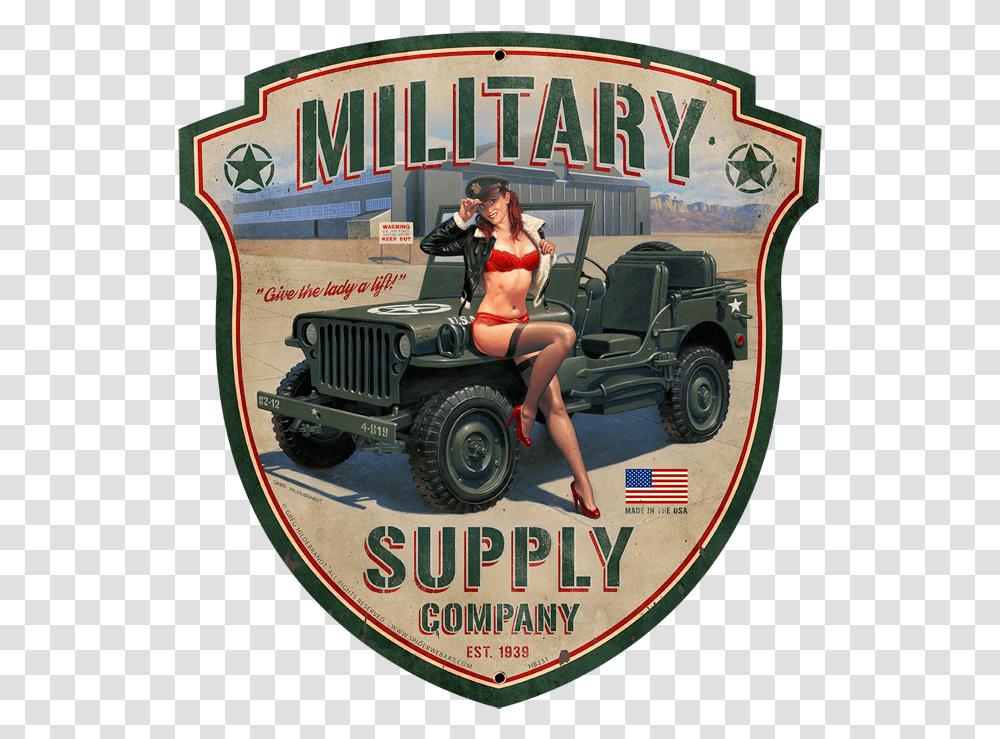 Pin Up Girl On Jeep, Person, Wheel, Car, Vehicle Transparent Png