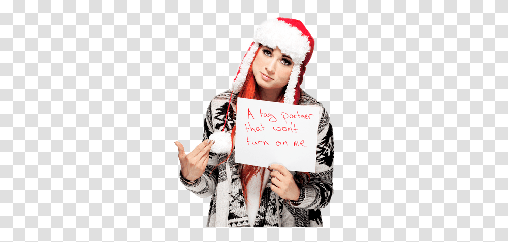 Pin Wwe Becky Lynch Christmas, Clothing, Text, Person, Hood Transparent Png