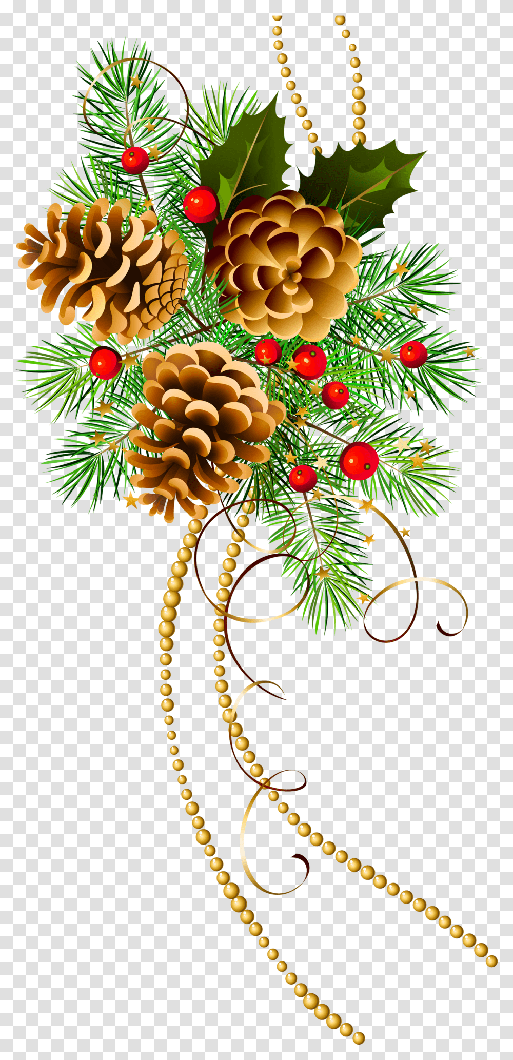 Pine And Cones Christmas Clip Art Large Branch, Ornament, Tree, Plant, Pattern Transparent Png