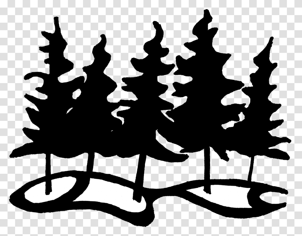 Pine Tree Clipart Dark Forest Clip Art Forest Black And White, Crowd, Paper, Confetti, Silhouette Transparent Png