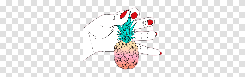 Pineapple Anana Pink Background Hand, Plant, Fruit, Food Transparent Png