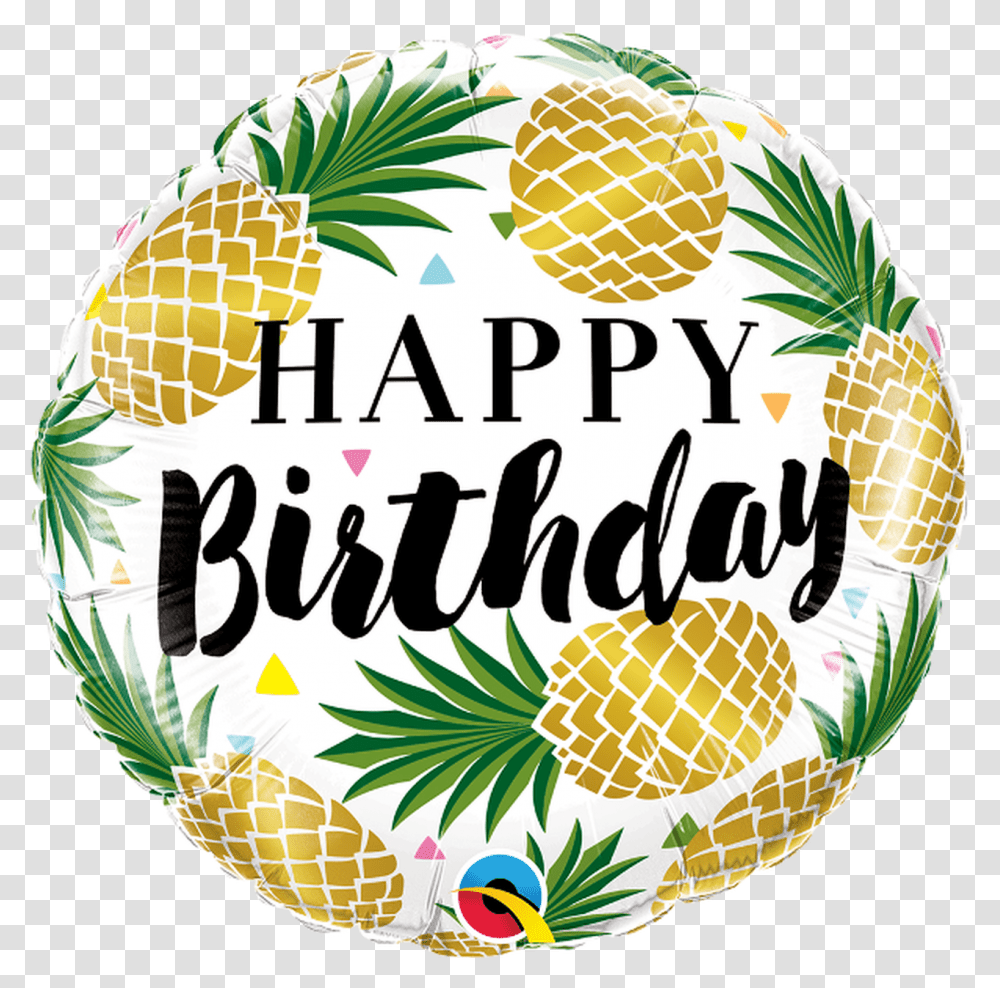 Pineapple Birthday Golden Foil Balloon 18inch, Paper, Tennis Ball, Sport, Graphics Transparent Png