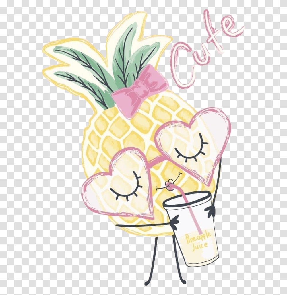Pineapple Juice Drink Drinking Cute Text Art Cute Pineapple Watermelon And Kiwi Clipart, Plant, Fruit Transparent Png