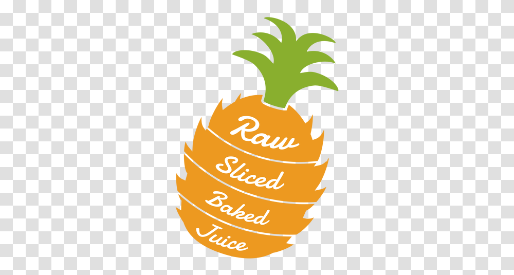Pineapple Raw Sliced Baked Juice Flat Illustration, Label, Text, Plant, Food Transparent Png