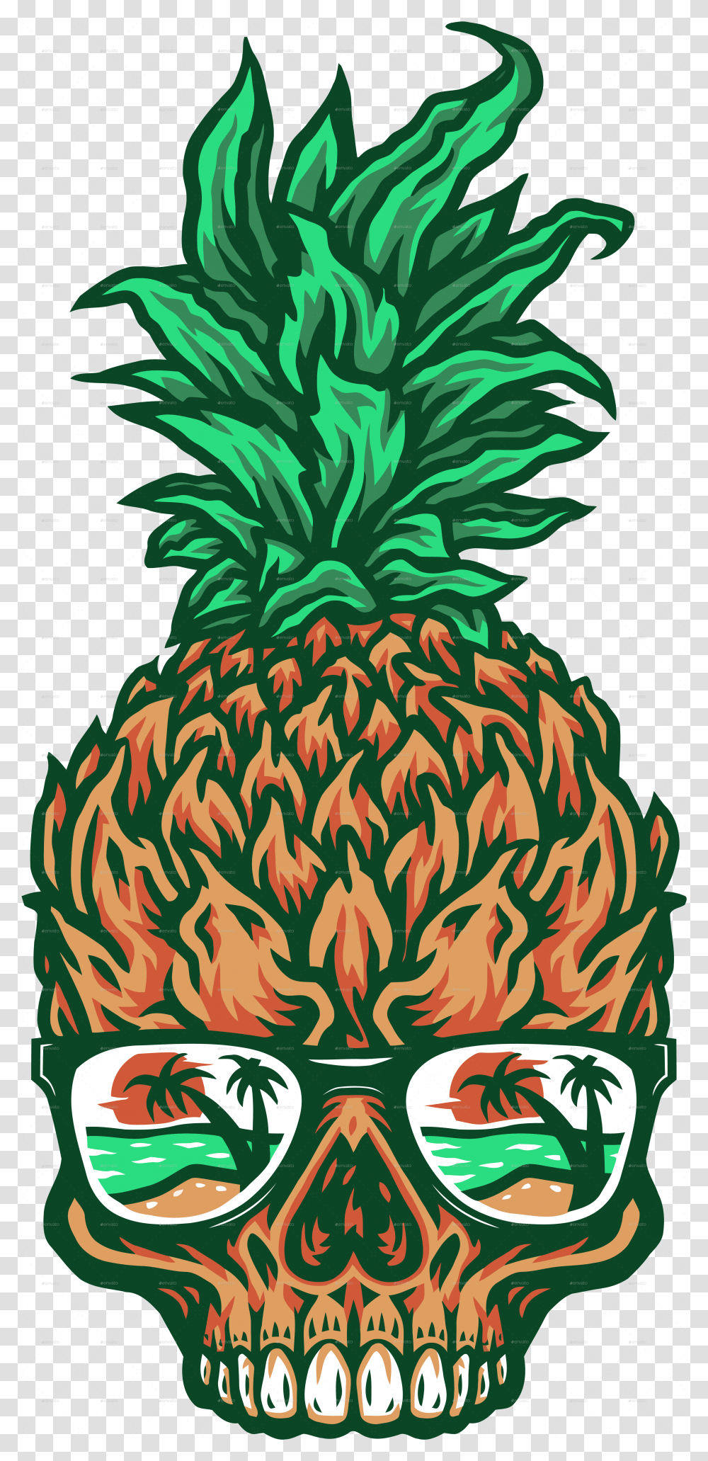 Pineapple Skull Pineapple Graphic, Plant, Fruit, Food, Animal Transparent Png