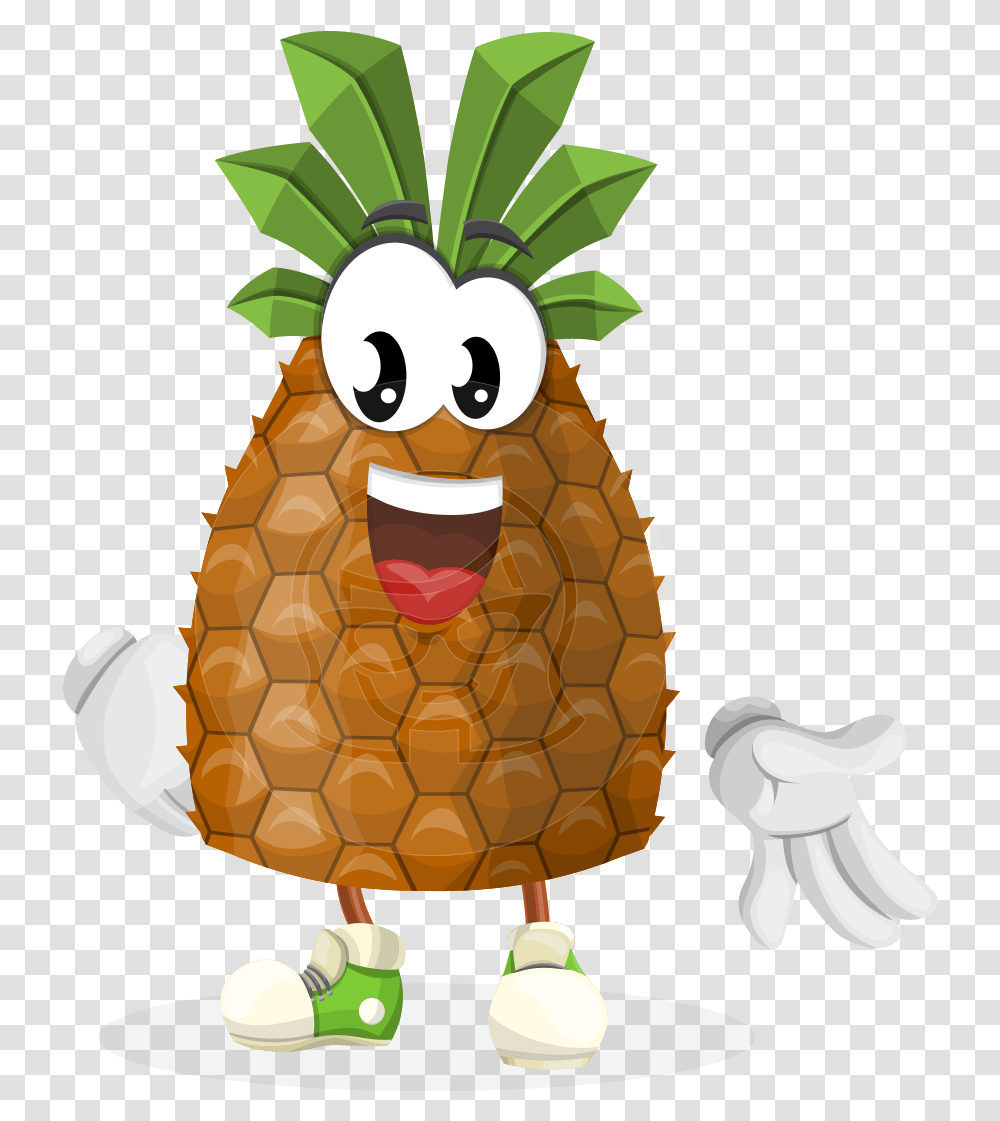 Pineapple Tropical Fruit Cartoon Vector Character Graphicmama Fruit Cartoon Characters, Plant, Food, Lamp Transparent Png