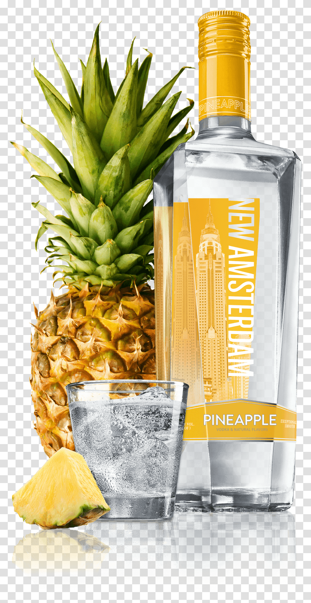 Pineapple Vodka New Amsterdam Pineapple Amsterdam Vodka, Plant, Fruit, Food, Glass Transparent Png