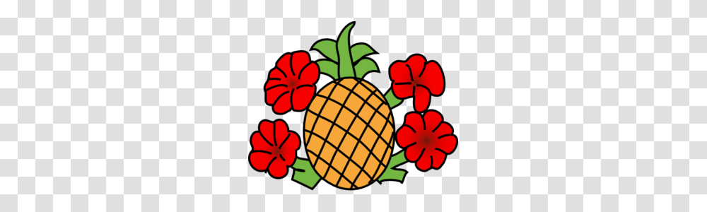Pineapple With Flowers Clip Art, Plant, Food, Fruit, Strawberry Transparent Png