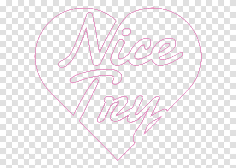 Pink Aesthetic Nice Try Heart, Handwriting, Calligraphy, Alphabet Transparent Png