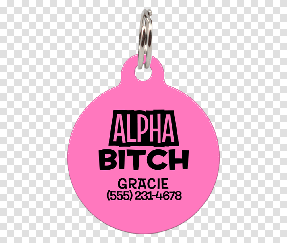 Pink Alpha Bitch Funny Pet Id TagClass Lazyload Mrk Materia, Ornament, Pendant Transparent Png