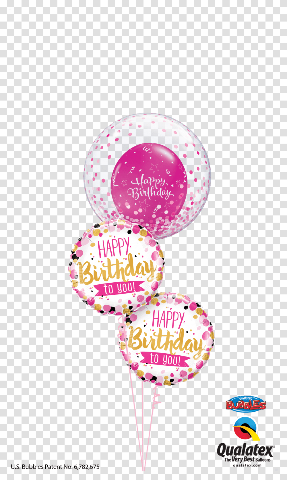 Pink Amp Gold Confetti Birthday Bouquet At London Helium, Ball, Balloon, Paper Transparent Png