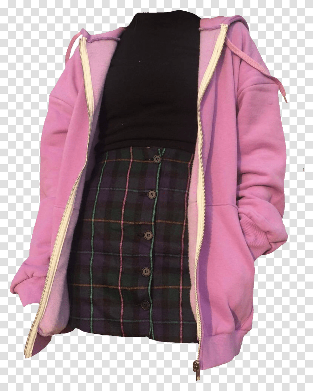Pink And Black Aesthetic Outfit, Coat, Jacket, Tartan Transparent Png