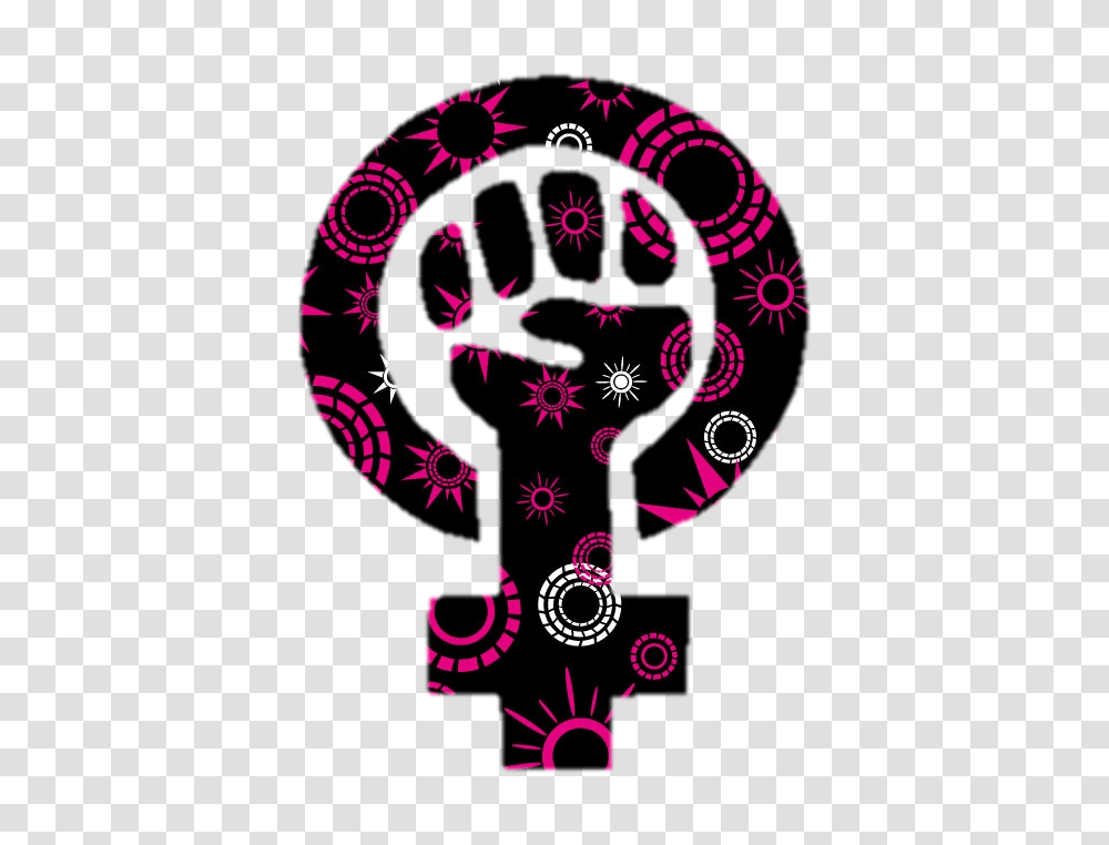 Pink And Black Feminist Symbol, Floral Design, Pattern Transparent Png