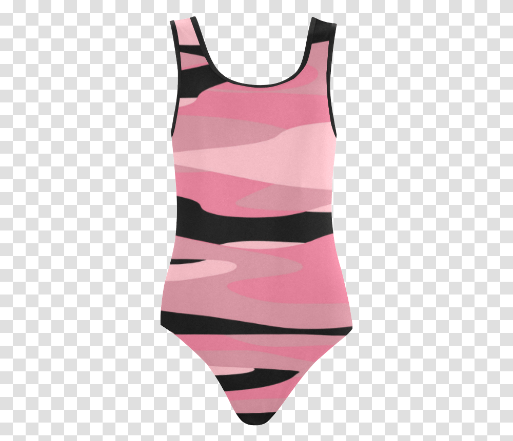 Pink And Black Tiger Stripe Camo Vest One Piece Swimsuit, Sleeve, Bag, Rug Transparent Png