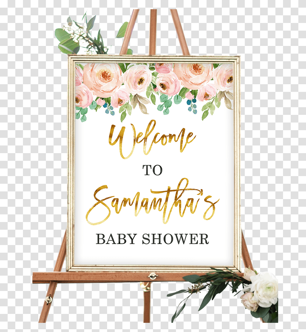 Pink And Gold Floral Welcome Sign Welcome To Baby Shower Pumpkin Sign, Canvas, White Board, Photo Booth Transparent Png