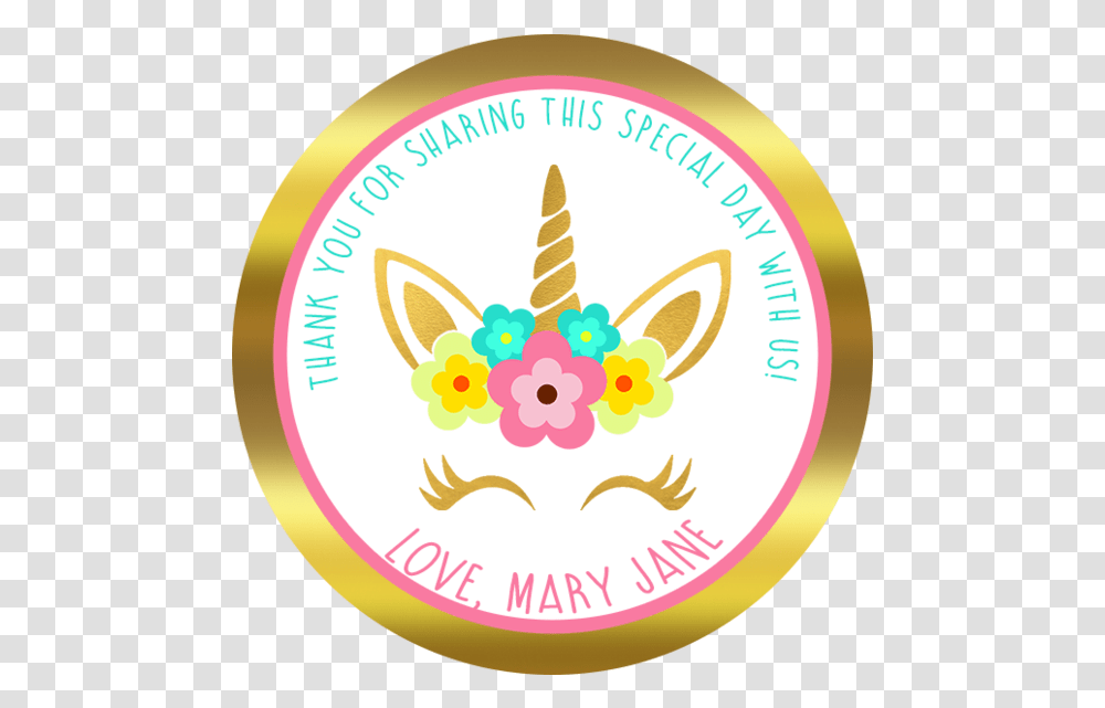 Pink And Gold Unicorn Party Favor Tags, Logo, Symbol, Trademark, Label Transparent Png