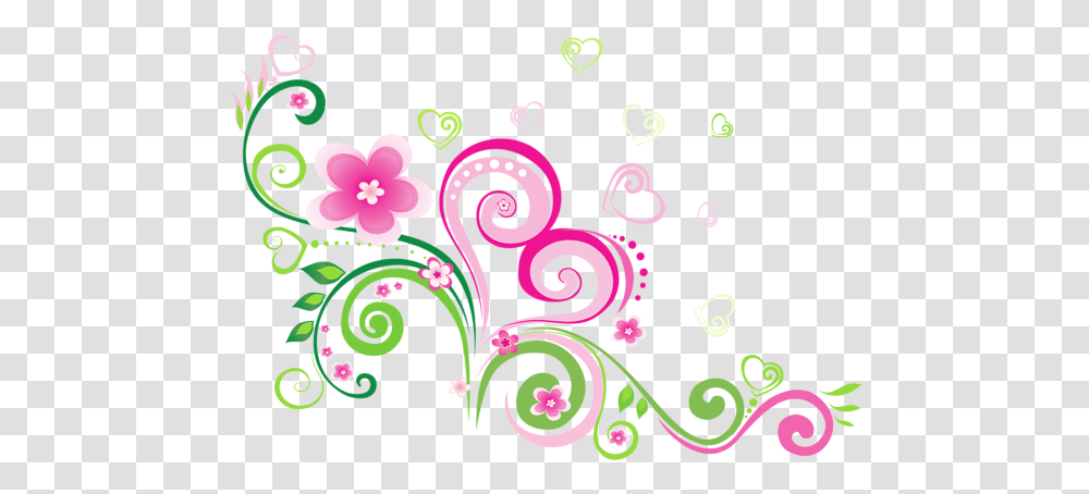 Pink And Green Decoration Image Flower Decorative Line, Graphics, Art, Floral Design, Pattern Transparent Png