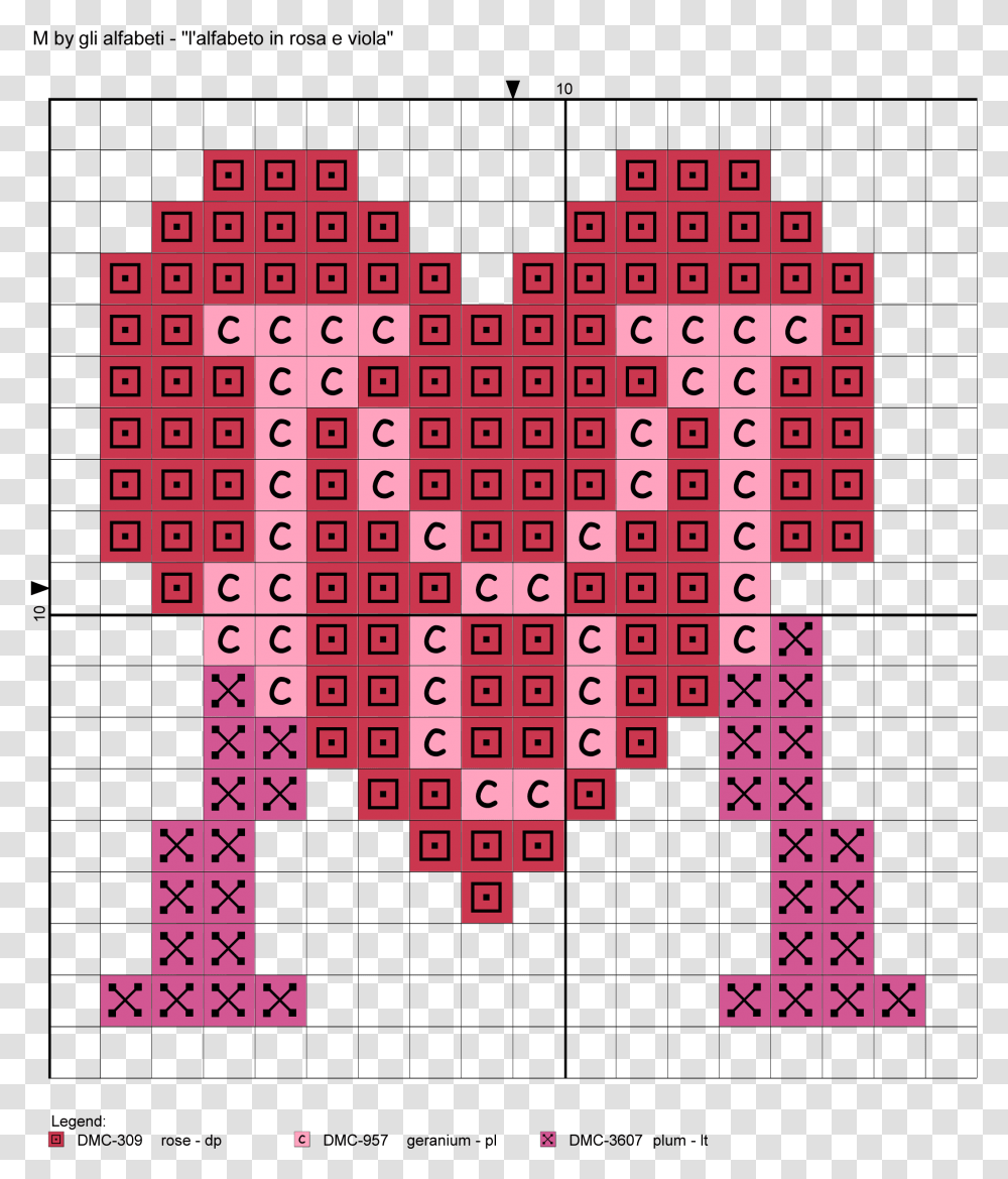 Pink And Purple Hearts Alphabet Cross Stitch Patterns Easy Pixel Art Heart, Game, Word, Crossword Puzzle Transparent Png