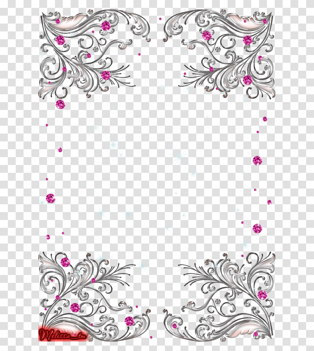 Pink And Silver Swirls, Floral Design, Pattern Transparent Png