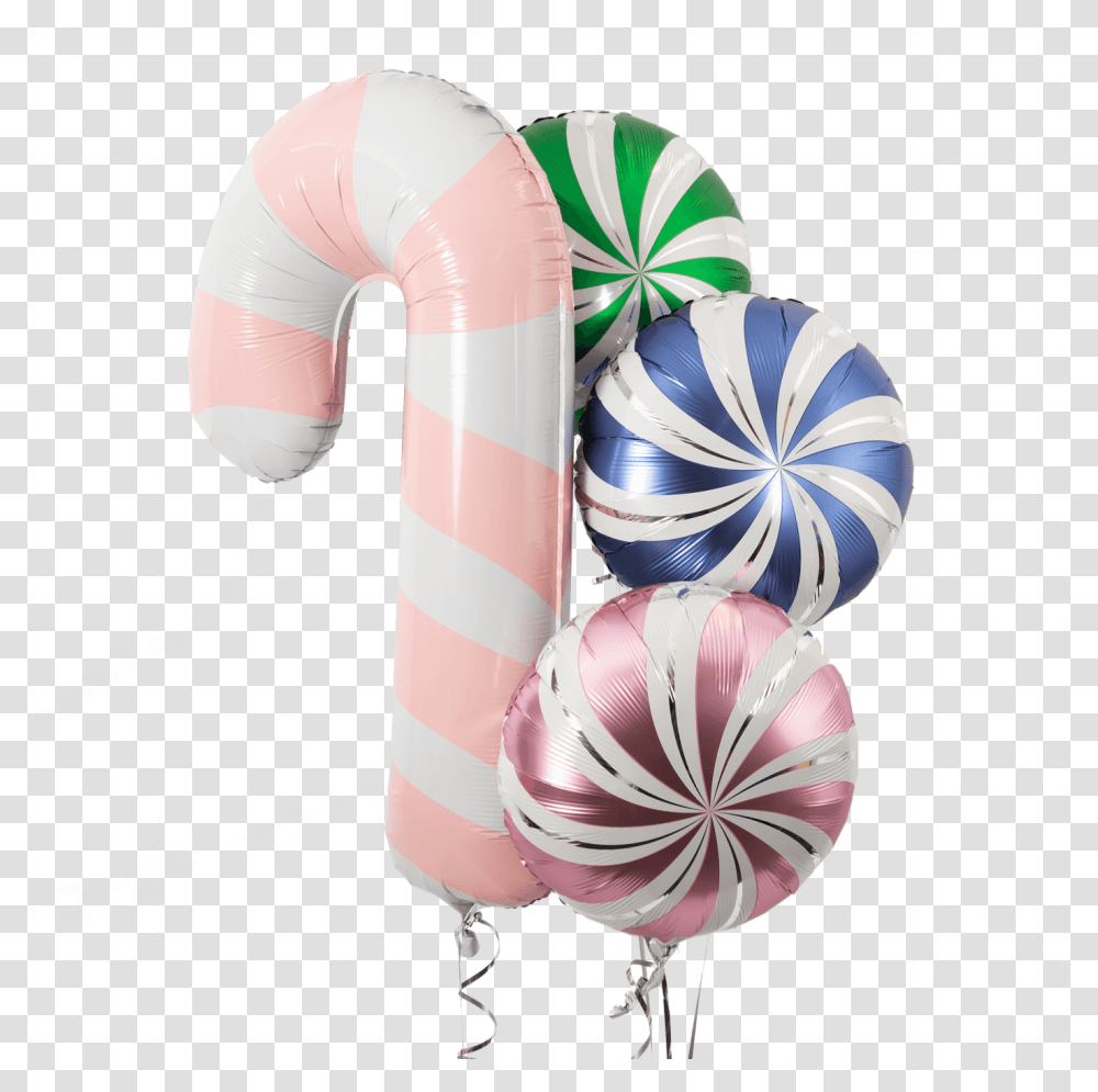 Pink And White Candy Cane Foil Balloon With Three Individual Pink Candy Cane Balloon Transparent Png