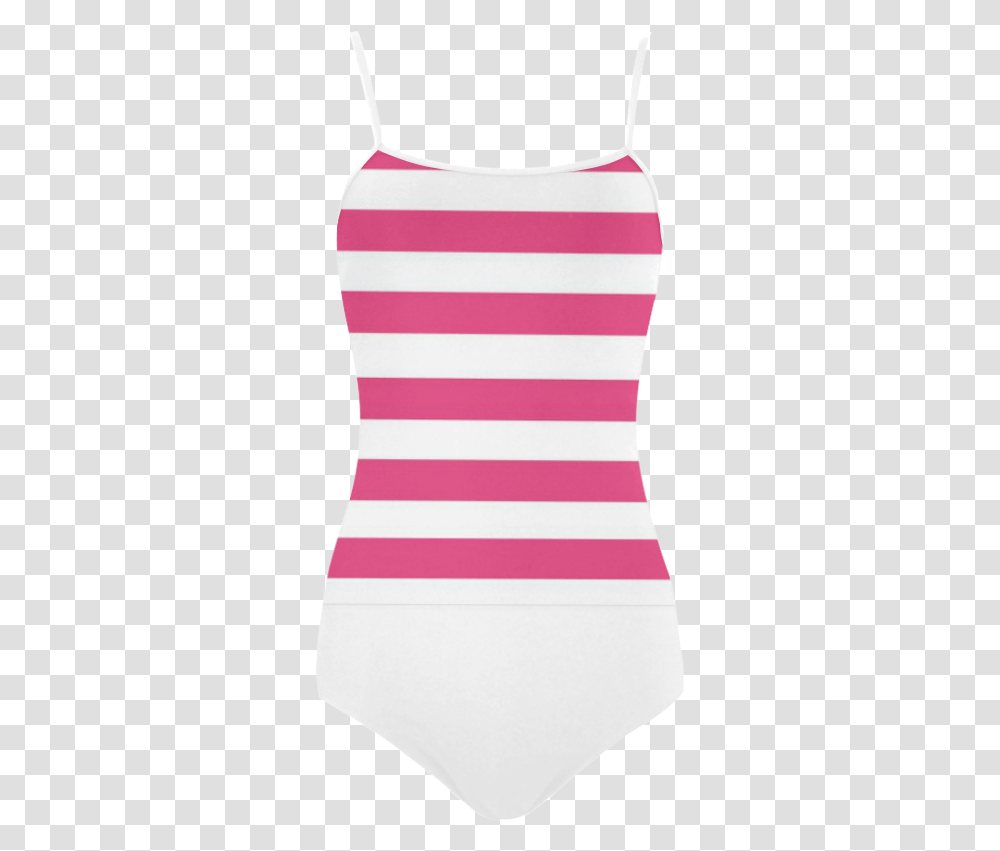 Pink And White Stripes Strap Swimsuit Maillot, Pillow, Cushion, Flag Transparent Png
