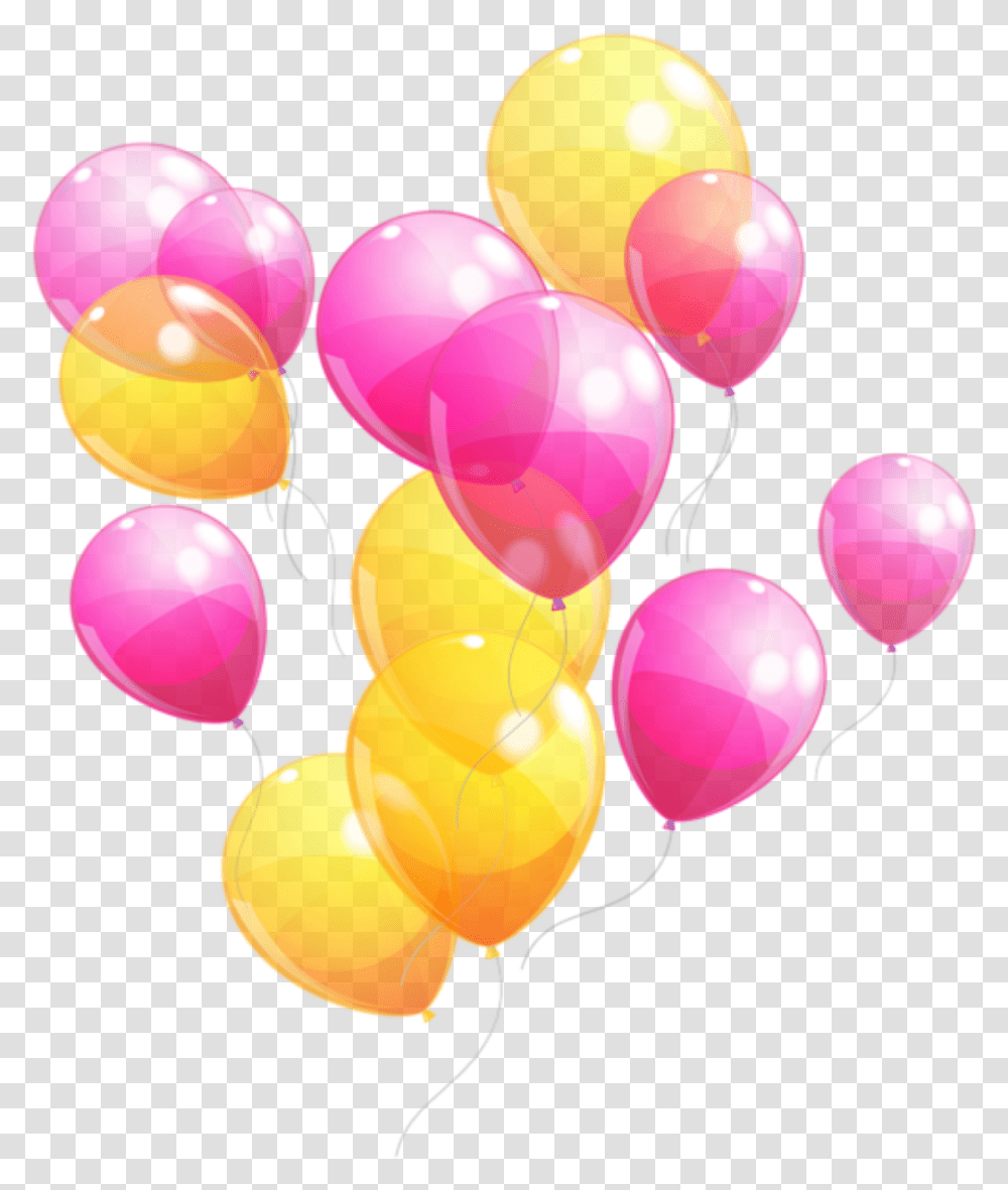 Pink And Yellow Birthday Balloons Transparent Png