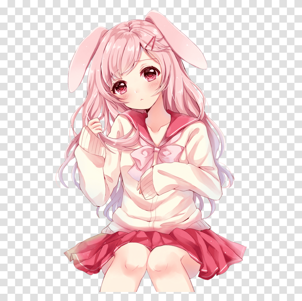 Pink Anime Cute Anime Bunny Girl, Comics, Book, Manga Transparent Png