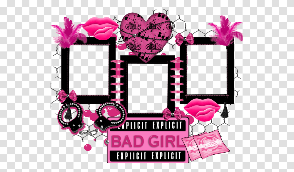 Pink Bad Girl Frame Girl Photo Frame, Purple, Alphabet, Number Transparent Png