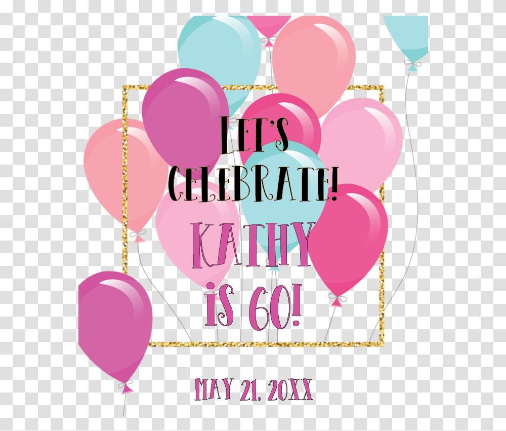 Pink Balloons Mini Champagne Labels By Bottleyourbrand Birthday, Flyer, Poster, Paper, Advertisement Transparent Png