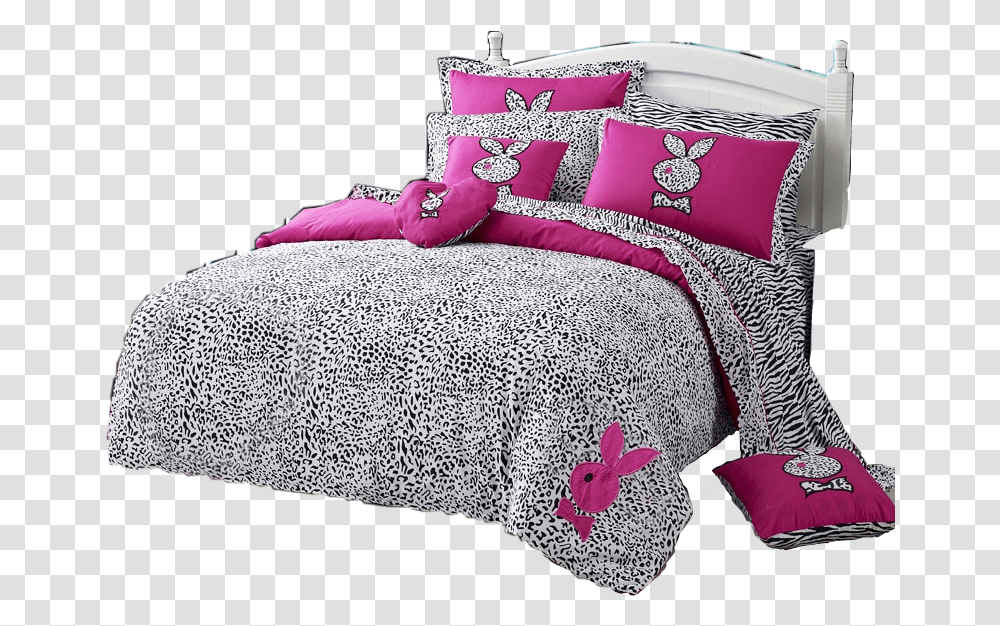 Pink Bed Clipart Playboy Bunny Bedding Set, Cushion, Pillow, Furniture, Blanket Transparent Png