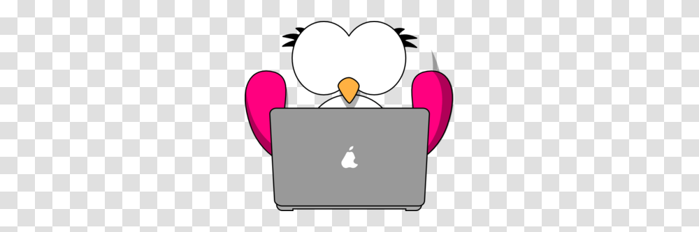 Pink Bird With Laptop Clip Art, Pc, Computer, Electronics, Label Transparent Png