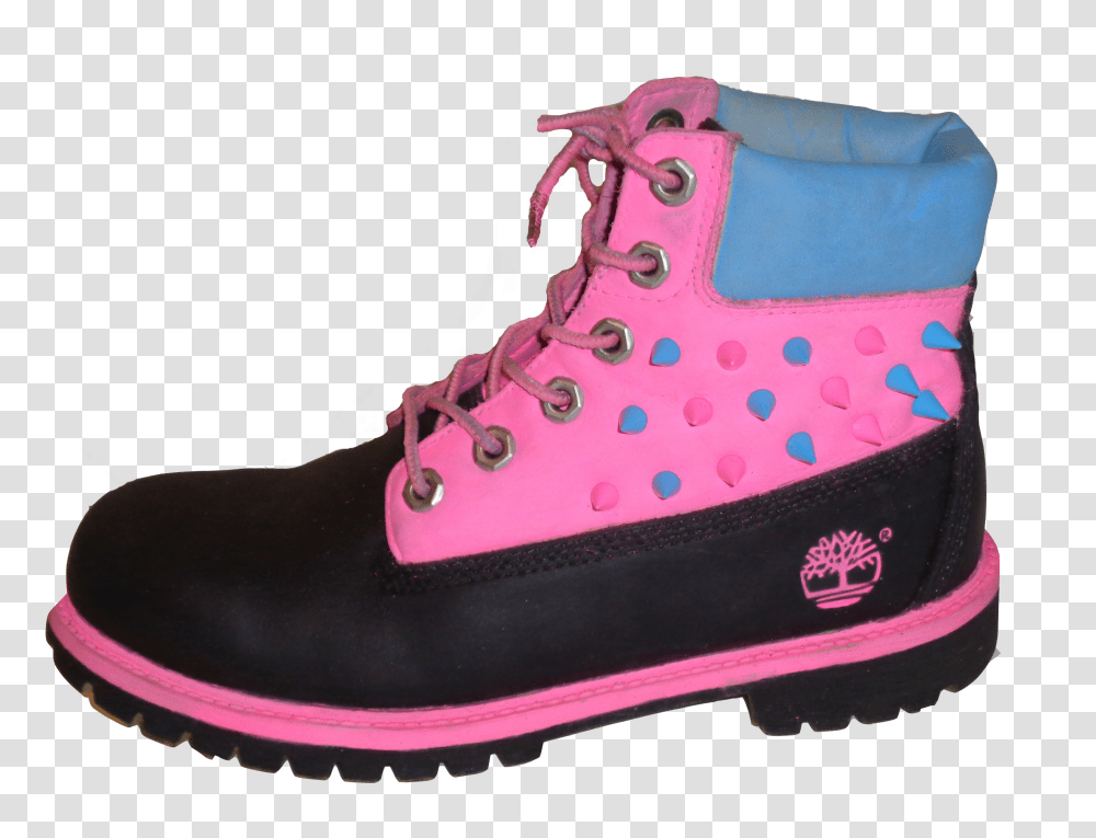 Pink Black Blue Spike Suede Timberland Boots Fashion, Apparel, Footwear, Shoe Transparent Png