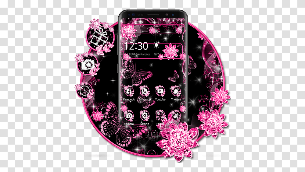 Pink Black Flowers Theme Apps On Google Play Pink And Black Flowers Themes, Clothing, Apparel, Accessories, Accessory Transparent Png