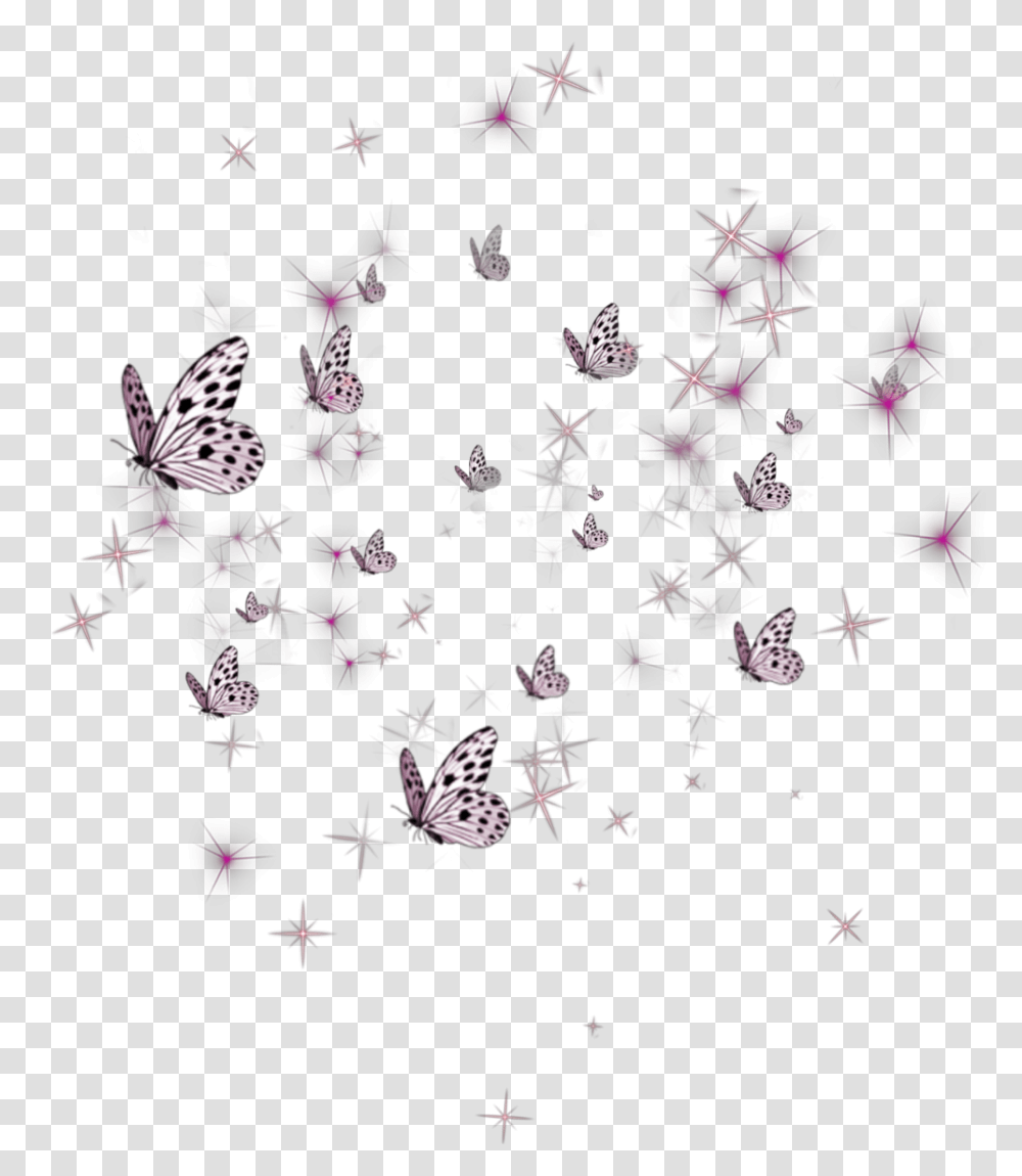 Pink Butterflies Lights Stars Cute, Paper, Confetti, Christmas Tree, Ornament Transparent Png