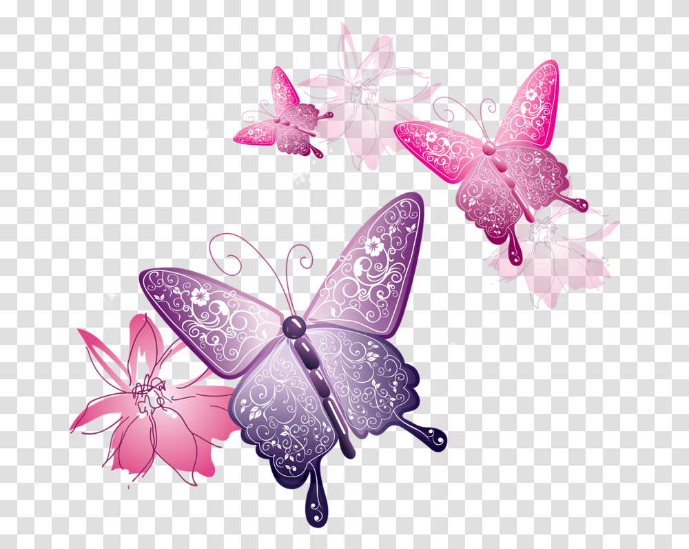 Pink Butterfly Background Pink Butterfly, Pattern, Floral Design Transparent Png