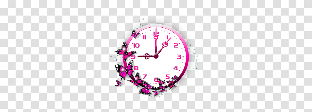 Pink Butterfly Clock Live Wallpaper Latest Version Apk, Analog Clock, Wall Clock Transparent Png