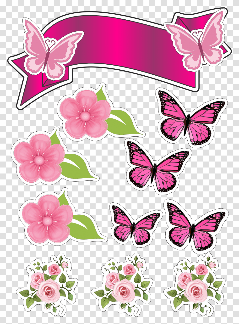 Pink Butterfly, Floral Design, Pattern Transparent Png