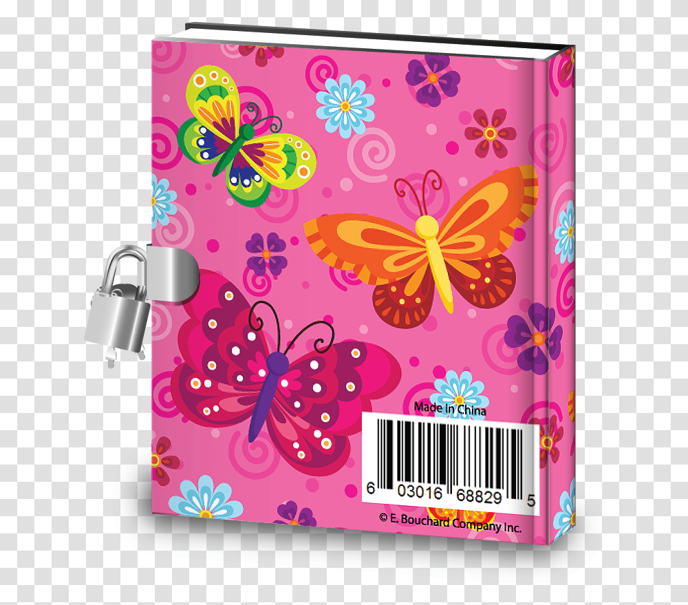 Pink Butterfly Kids Diary With Lock Butterfly, Rug, Greeting Card, Mail Transparent Png