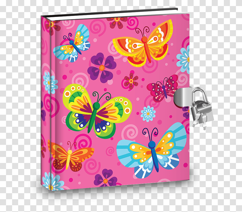 Pink Butterfly Kids Diary With Lock Pink Kids Diary, File Binder, Rug, File Folder Transparent Png