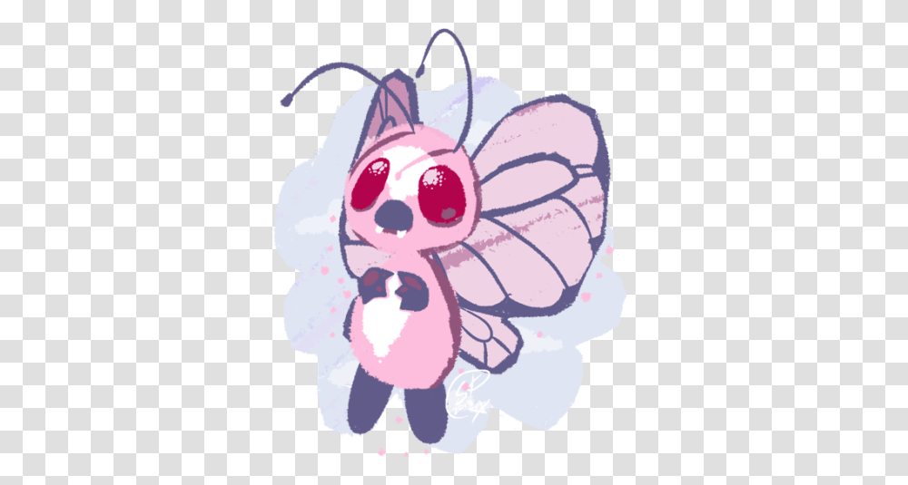 Pink Butterfree Tumblr Cartoon, Animal, Pillow, Cushion, Invertebrate Transparent Png