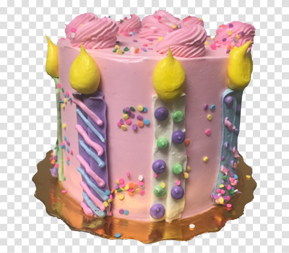 Pink Candle Cake Kuchen, Birthday Cake, Dessert, Food, Icing Transparent Png