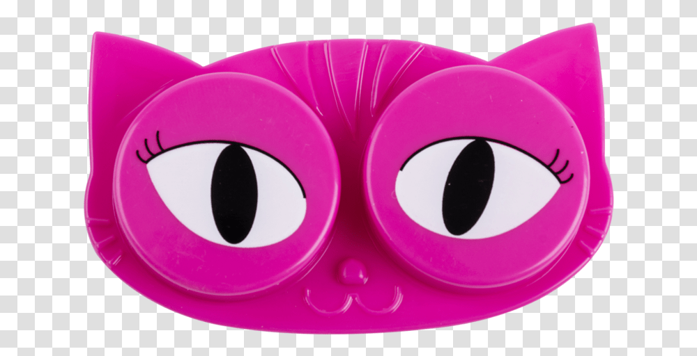 Pink Cat Eyes Contact Lens Case Facing Front Circle, Tape, Rubber Eraser, Purple, Toy Transparent Png