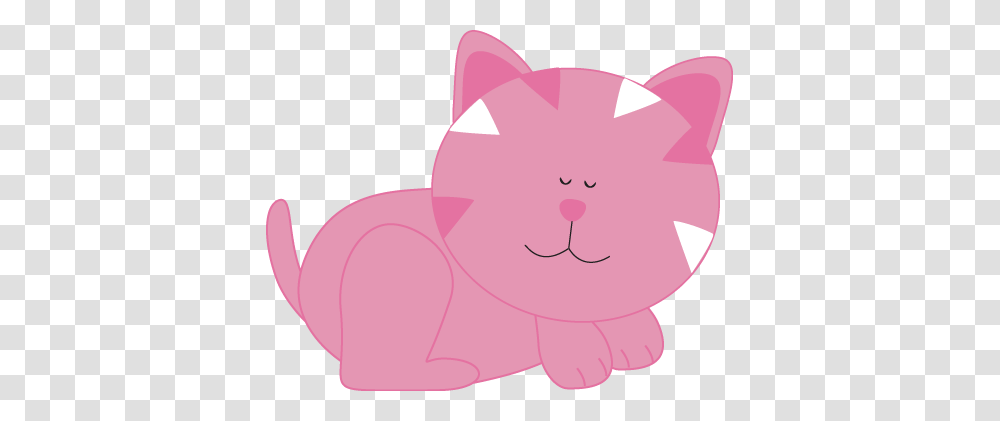 Pink Cat Sleeping Clip Art, Animal, Mammal, Piggy Bank, Pet Transparent Png