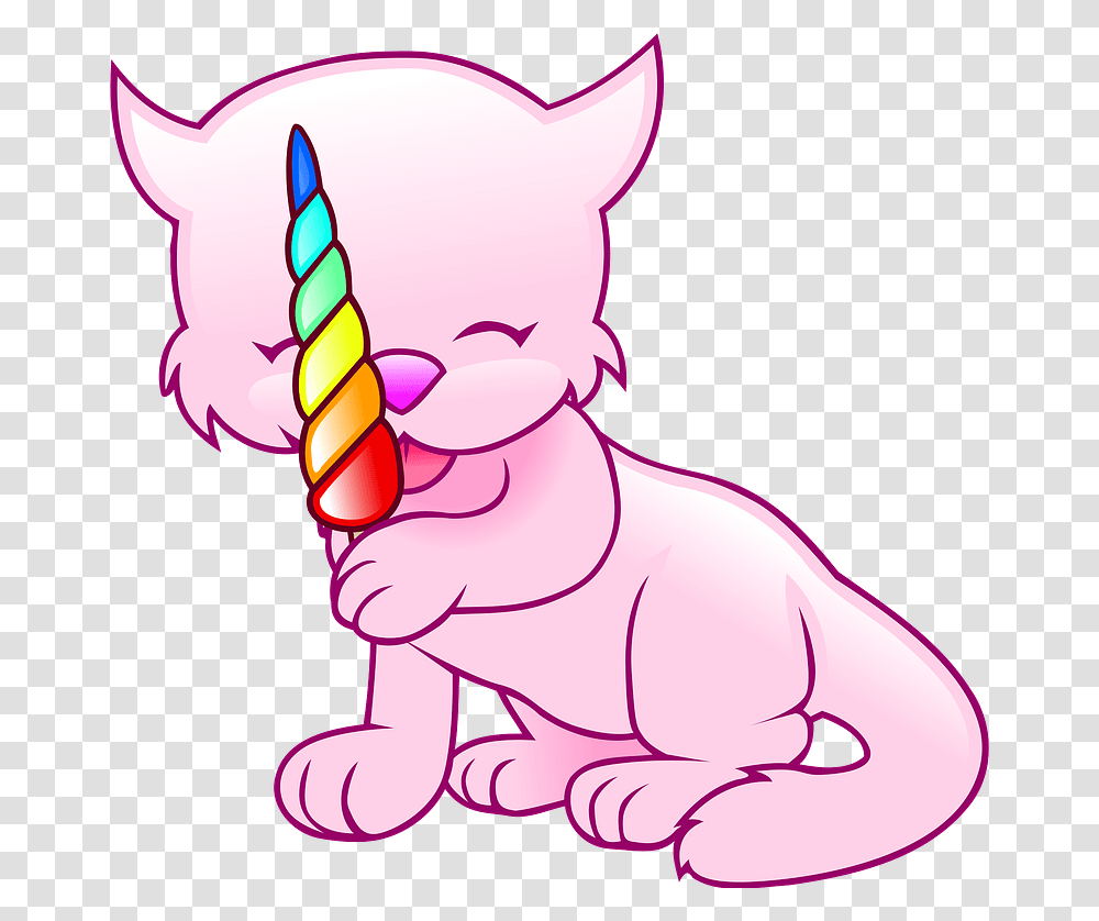 Pink Cat With Candy Clipart Cat Unicorn Coloring Pages, Food, Lollipop, Sweets, Confectionery Transparent Png