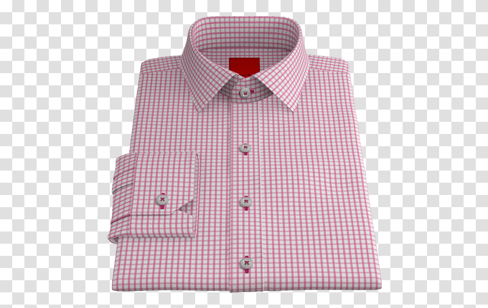 Pink Checked Twill S200 Button, Apparel, Shirt, Dress Shirt Transparent Png